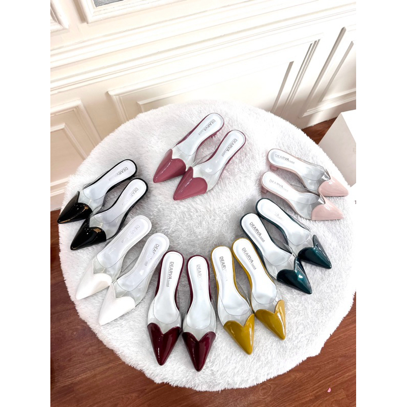 Sepatu sandal sendal wanita Heels 5 cm bahan glossy Louisdear S11 Import premium