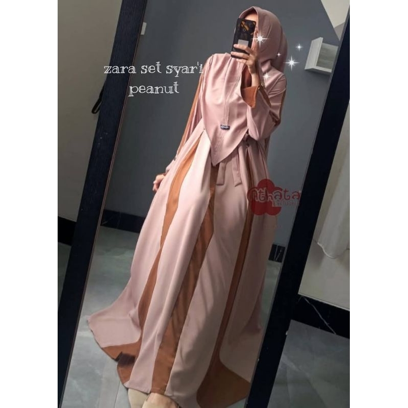 ZARA SET SYAR'I // GAMIS SET WARNA KOMBINASI ZARA ORIGINAL ATHATA