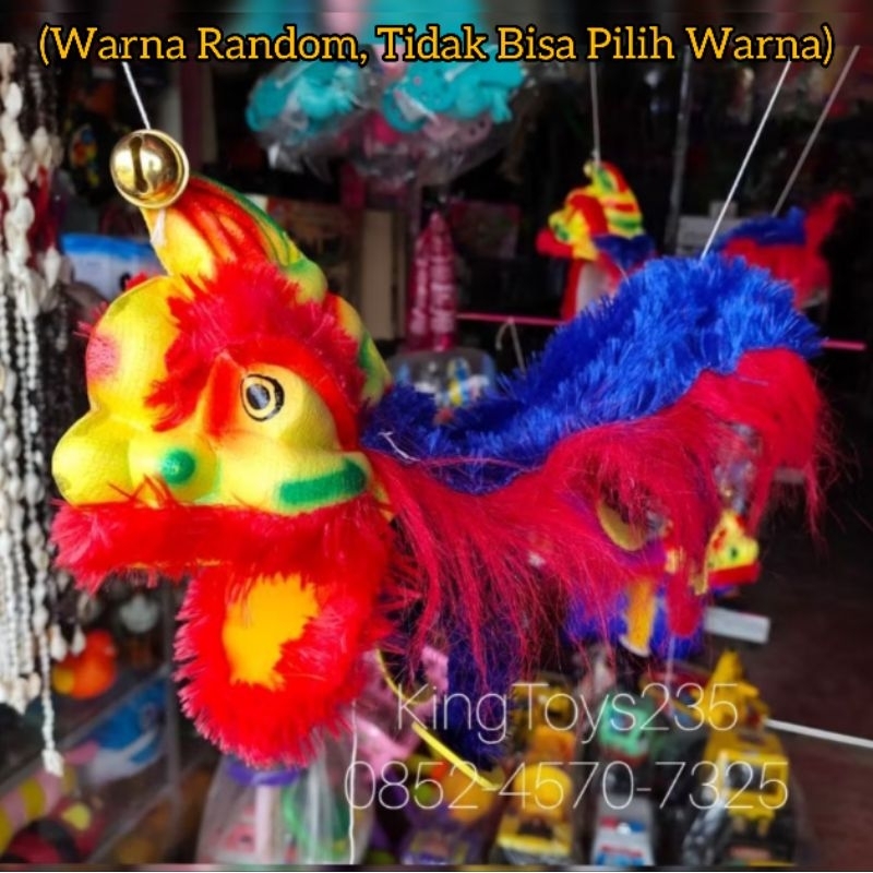 Mainan Anak Barongsai Singa Macan Gendang Warna Random Mulut Bisa Buka Tutup Tongkat Pegangan Kado P