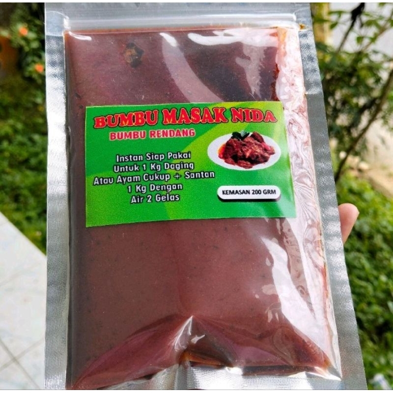 BUMBU rendang instan siap pakai kemasan plastik 200 grm