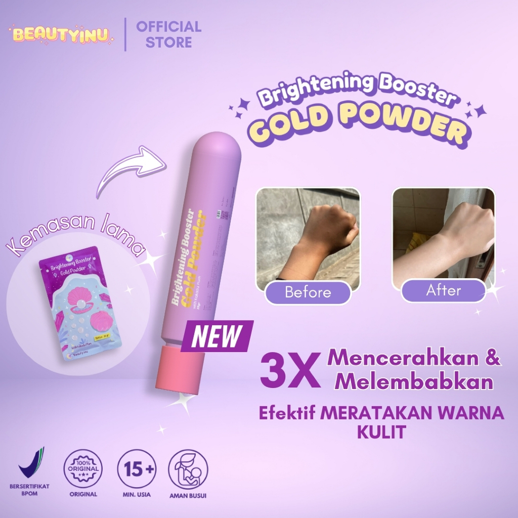 ( NEW ) BEAUTYINU BRIGHTENING BOOSTER GOLD POWDER/ SERBUK GOLD BPOM / Bubuk Bibit Serbuk Gold Booste