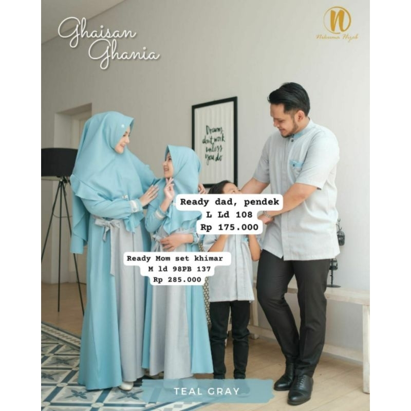 READY STOK SET COUPLE GHAISAN GHANIA BY NAKUMA HIJAB