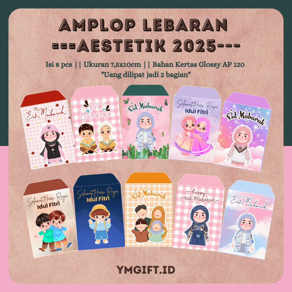

Amplop angpau premium glossy viral eid mubarak lebaran kartun muslim muslimah snack unik lucu karakter murah (1 pack 8 pcs)