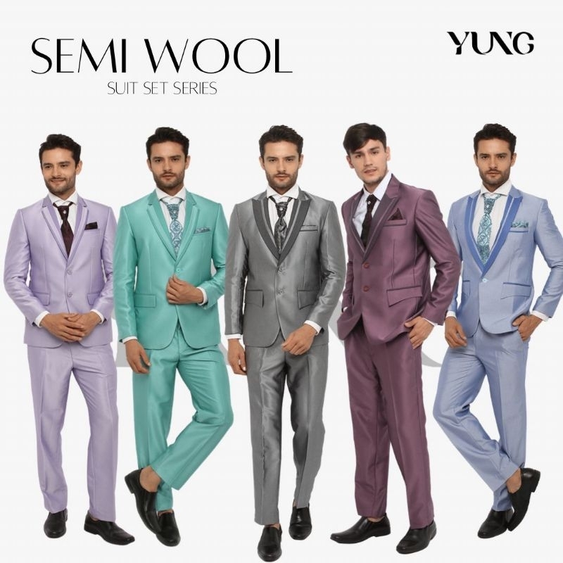 SEWA YUNG Jas Pria Semi Wool Glossy Jas Pengantin Formal Slimfit