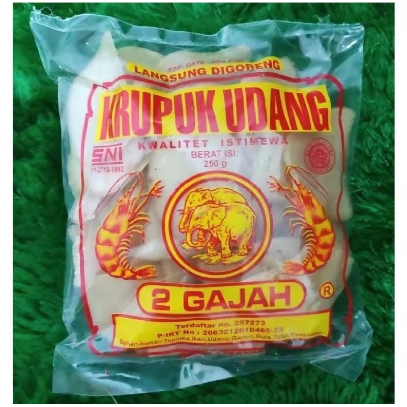 

Kerupuk Krupuk Udang Super Gurih Cap 2 Gajah 250gram