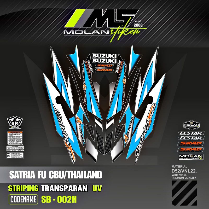 Decal Sticker Striping Variasi Transparan Uv Satria Fu Cbu Thailand 2005/2006 Suzuki Satria Fu 150 T