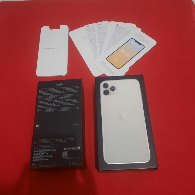 dus box iphone 11 pro max silver original copotan ibox lengkap manual book