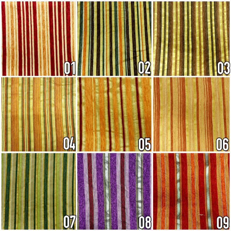 Kain Interior Sofa / Jok / Kursi Chenille Murah Tebal Aneka Motif Garis Salur