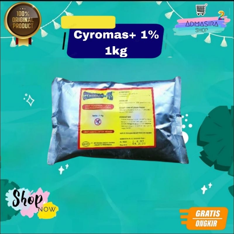 CYROMAS 1% PLUS 1KG Obat Pengendali Larva Lalat Anti Lalat dan Pengering penghilang Bau Kotoran Pete
