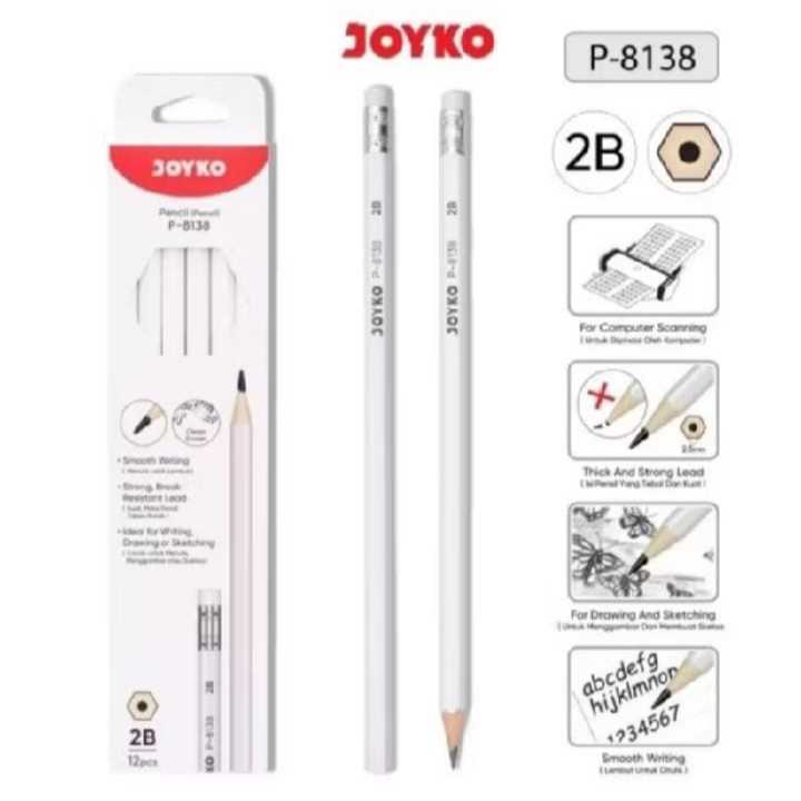 

Pencil Pensil Joyko P-8138 White Body Pencil 1 BOX 12 PCS
