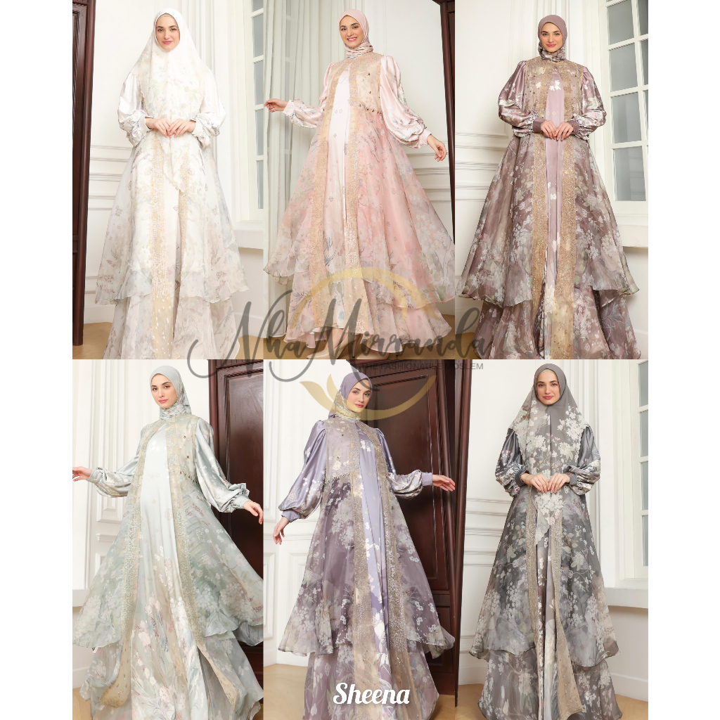 READY STOCK Gamis Syari SHEENA - DIANA Set Scarf by Nha Miranda - mewah Lebaran REALPIC ORI 100%