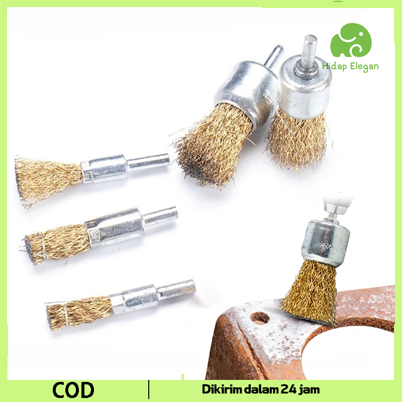 Isi 5 Sikat Grinda Kawat Mata Sikat Kawat Bor  Wire Brush Polishing Set Perkakas Sikat Kawat Gerinda