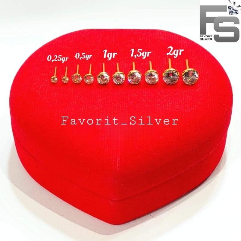 Favorit Silver - Anting Perak Asli Silver 925 Lapis Emas Kuning Model Tusuk Giwang Mata Burung 0,25g