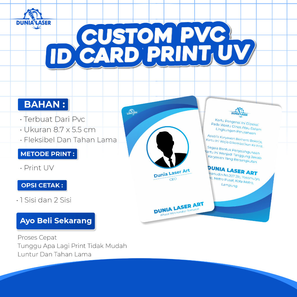 

Cetak ID Card Print UV / Plastic PVC / Kartu Member / ID Card Karyawan.