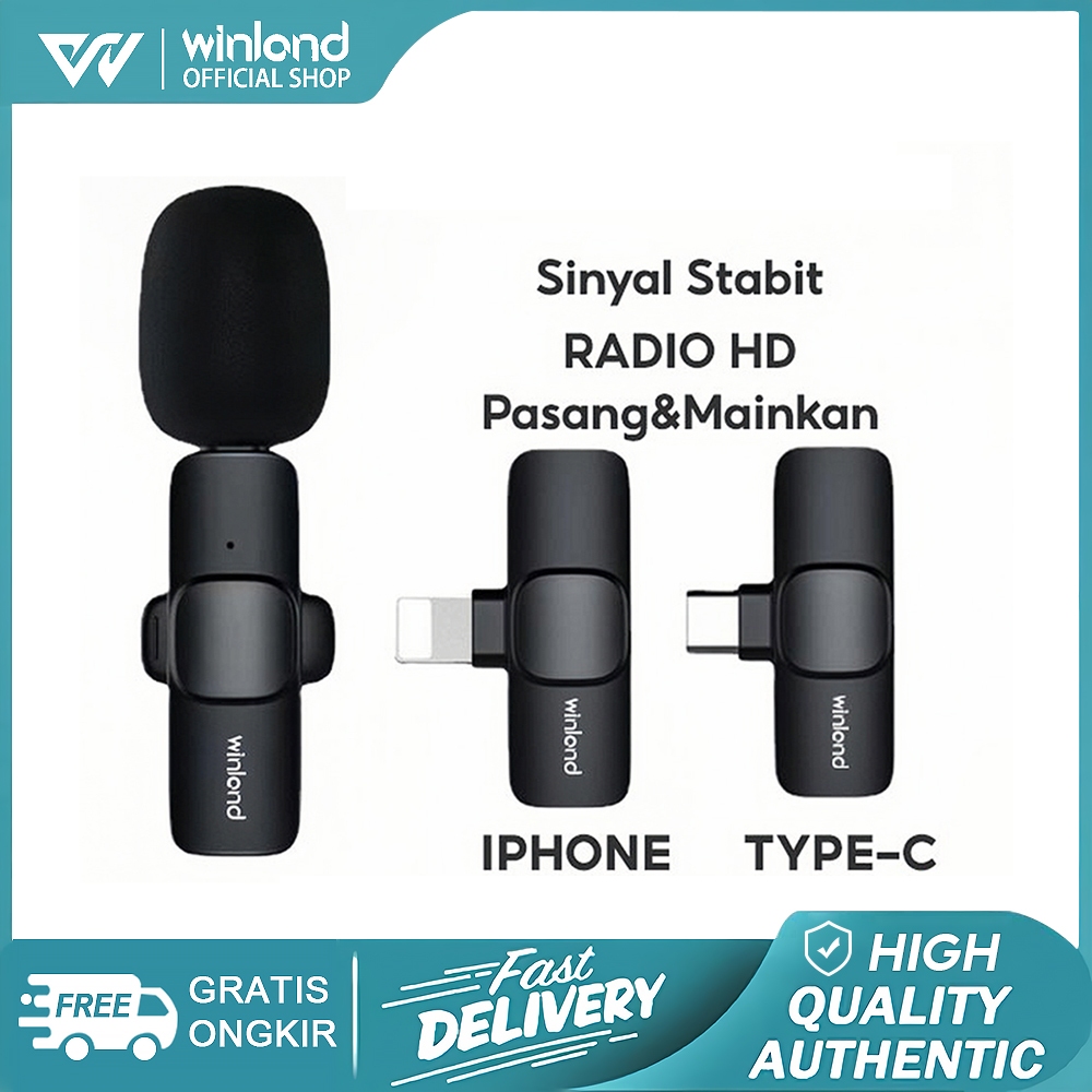 CHAN [COD] Winland Wireless microphone/Microphone clip on/ Wireless Lavalier Microphone Bluetooth/