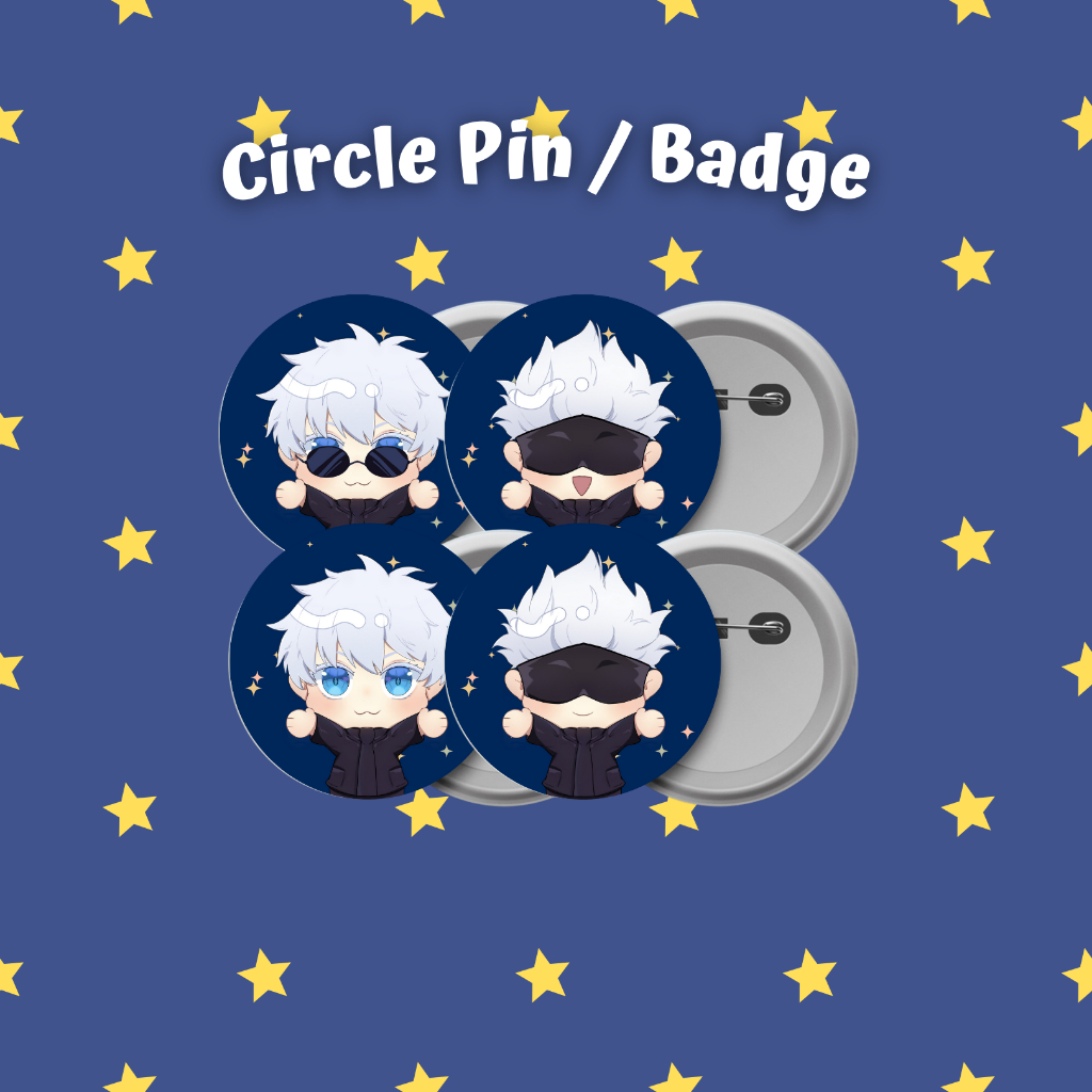 Pin Bros Badge Glossy Anime Character Jujustu Kaisen Gojo Satoru