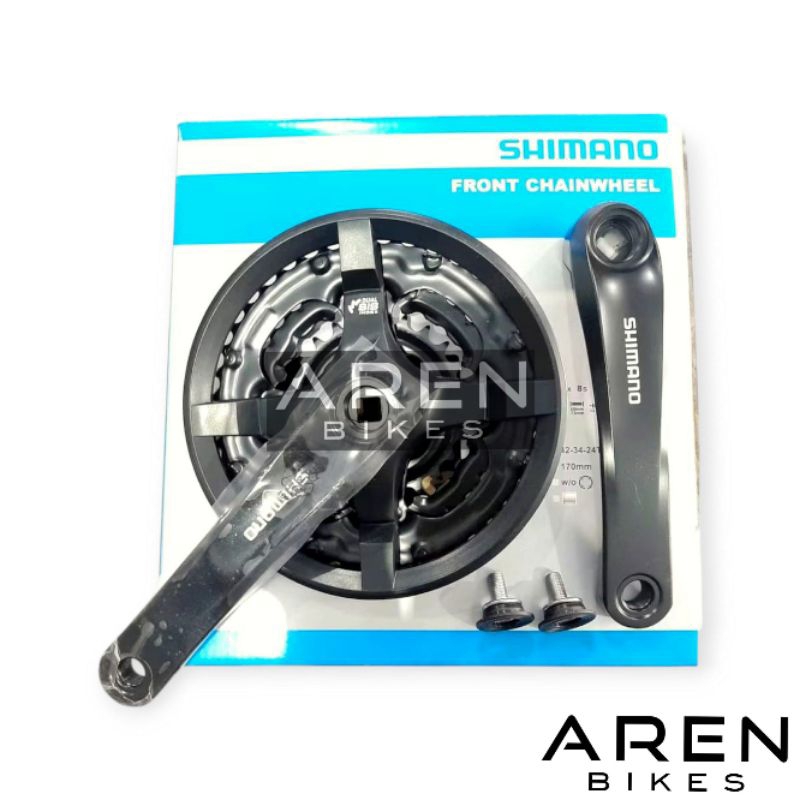 CRANK 3 SPEED SHIMANO TY501 TOURNEY 48T 42T CHAINWHEEL ALLOY HITAM SEPEDA MTB FEDERAL CRANKSET 170mm