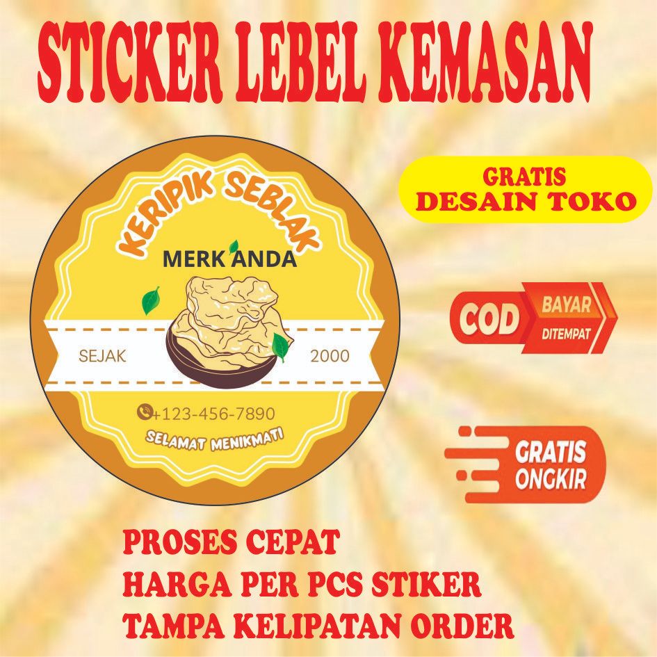 STIKER LOGO OLSHOP UKURAN 3 CENTIMETER  LABEL MAKANAN MINUMAN SUDAH CUTTING POTONG TINGGAL TEMPEL