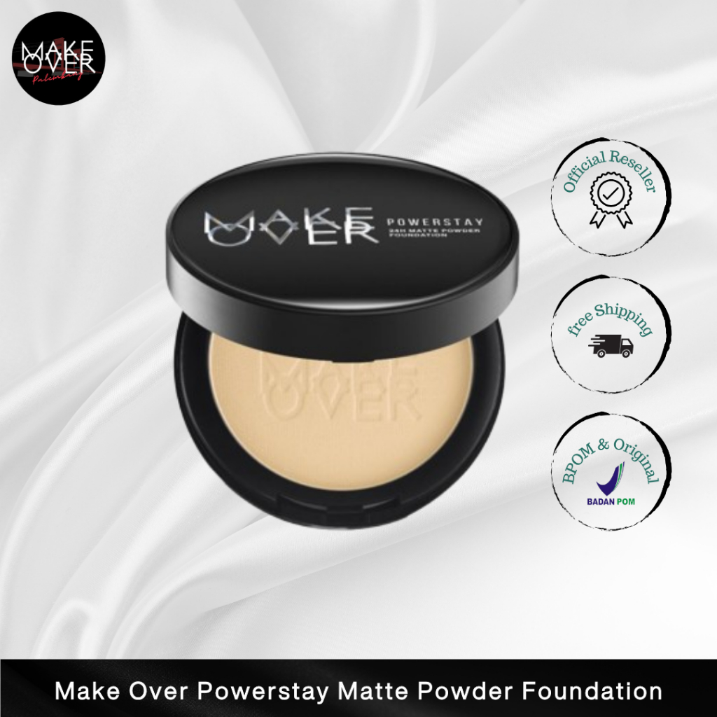 MAKE OVER Powerstay 24H Matte Powder Foundation - Bedak Padat High Coverage Ringan Bedak Compact Waj
