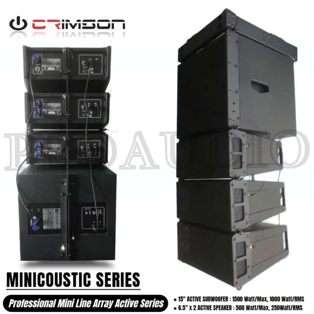 Speaker Aktif Line Array Crimson MiniCoustic Series ( 1pcs Subwoofer Aktif 15" +3pcs Spk Aktif Line 