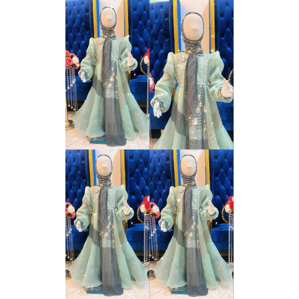 [ALTAIR KIDS] FEDORA Dress Anak Perempuan Premium Bahan Ceruty Babydoll Mix Organza