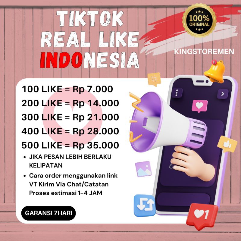 LIKE TIKTOK REAL INDONESIA PERMANEN