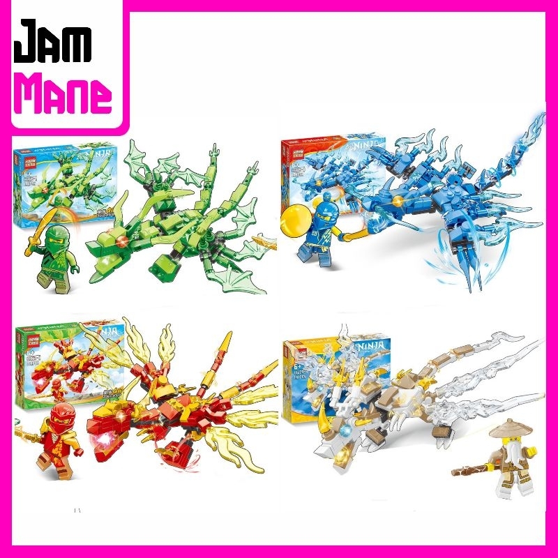 Mainan edukasi action figure ninja 4in1 brick robot ninja brick ninja rambut api koleksi