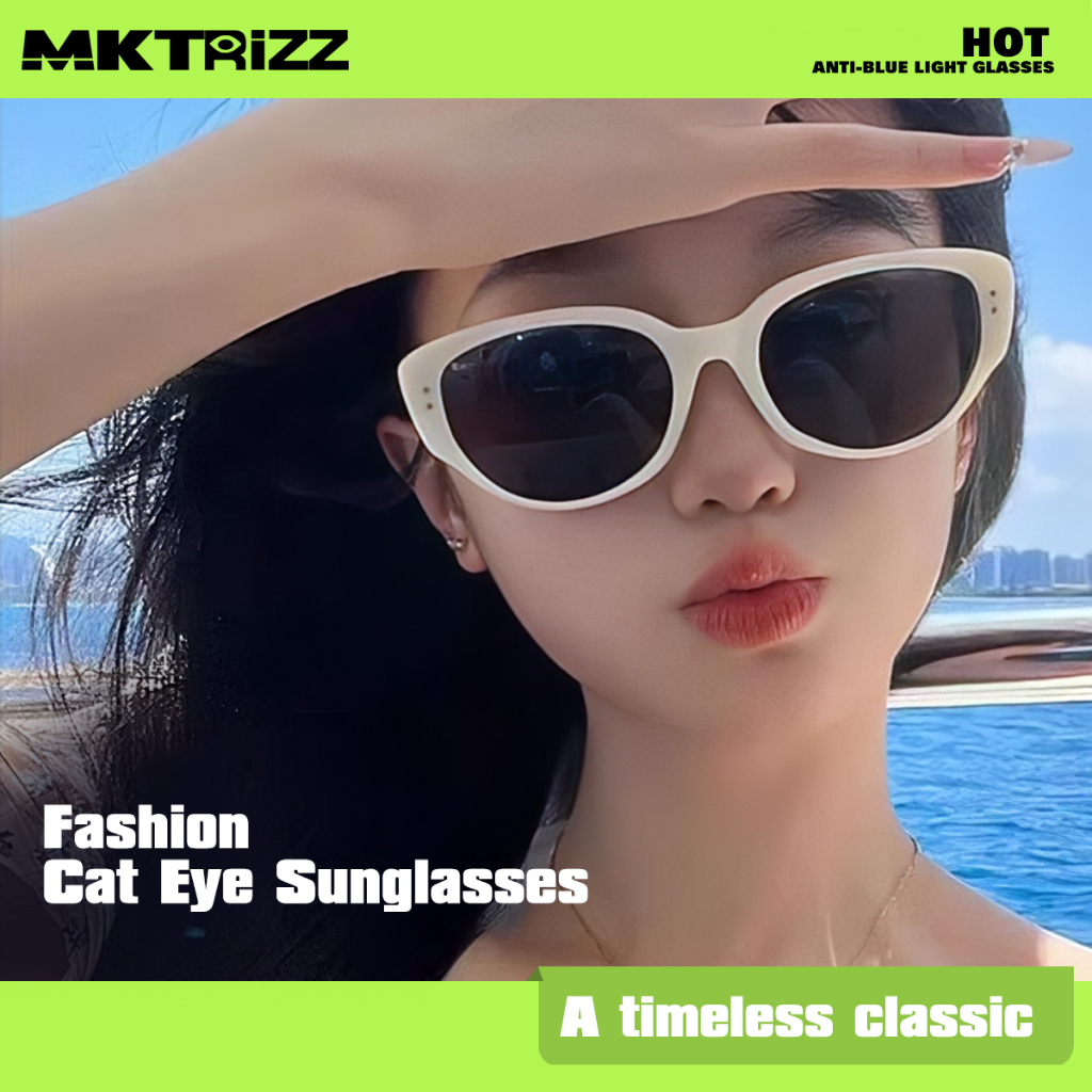 MKTRIZZ Kacamata Hitam Cat Eye Sunglasses Kaca Kece Mata Hitam Wanita Pria Fashion Murah