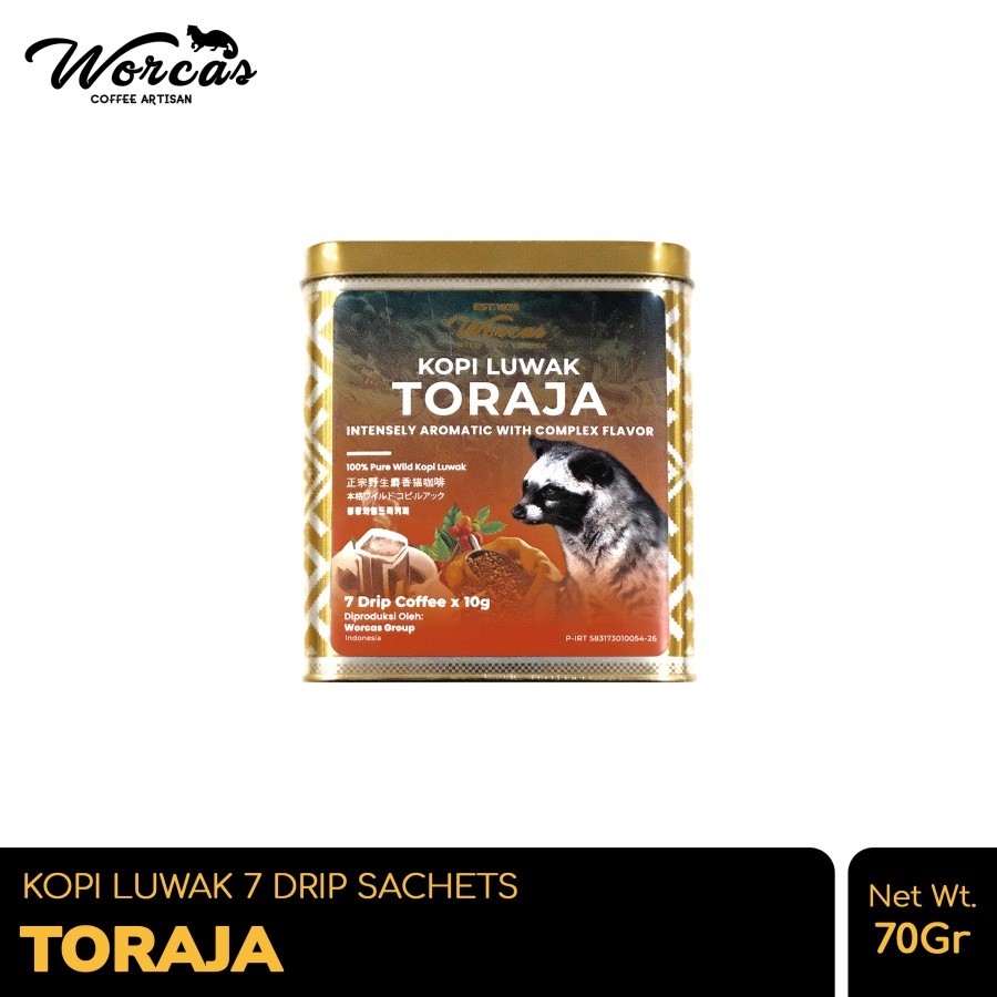 

WORCAS Kopi Luwak Toraja Drip Filter 70gr Tin Can