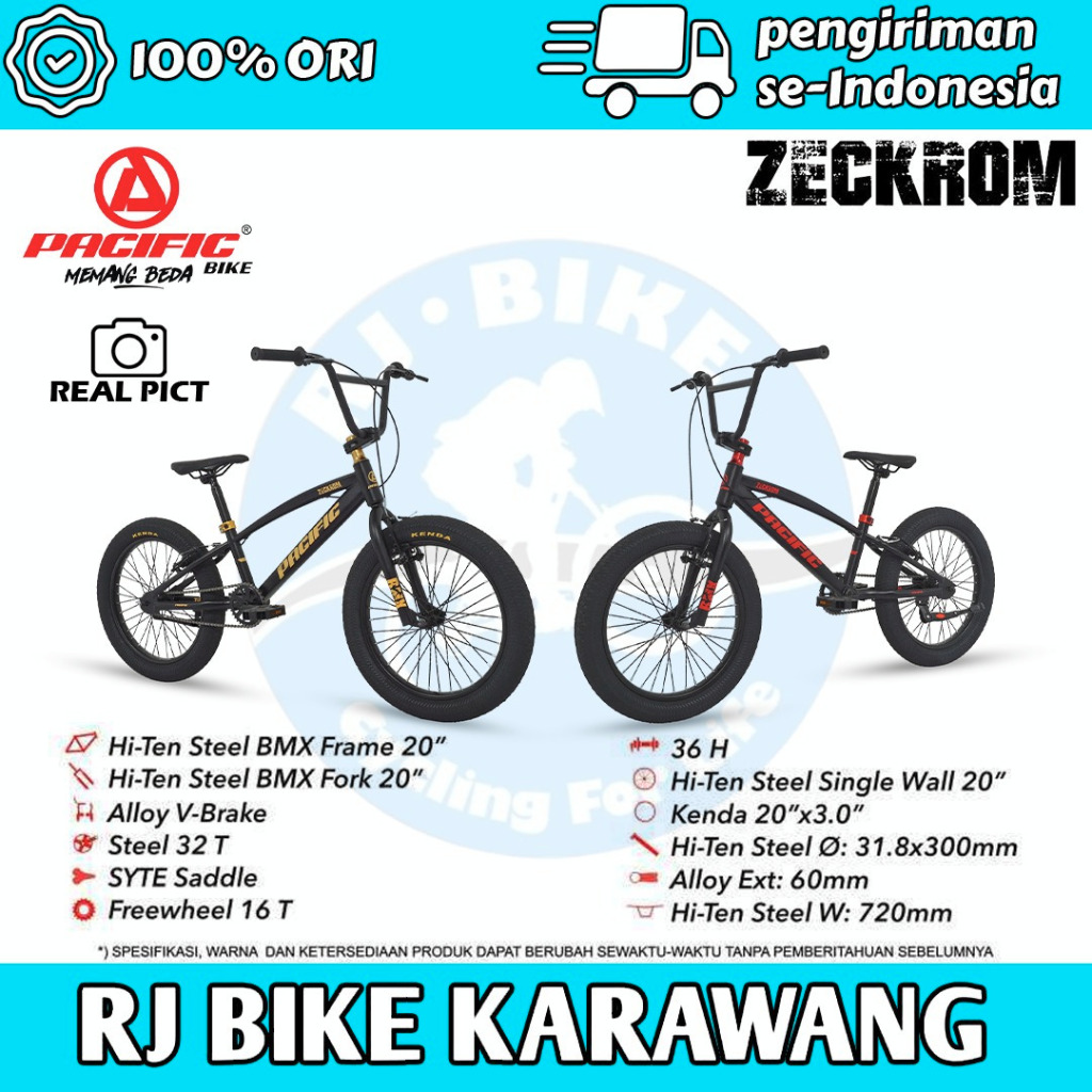SEPEDA BMX PACIFIC 20 INCH ZECKROM BAN BESAR 3.0 REM ROTOR DAN REM BIASA