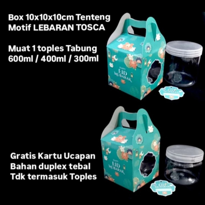 

10x10x10 cm Kotak Packing Kue Kering Ramadhan Box Hampers Cookies Lebaran Tosca Isi 1 Toples Jar 600ml