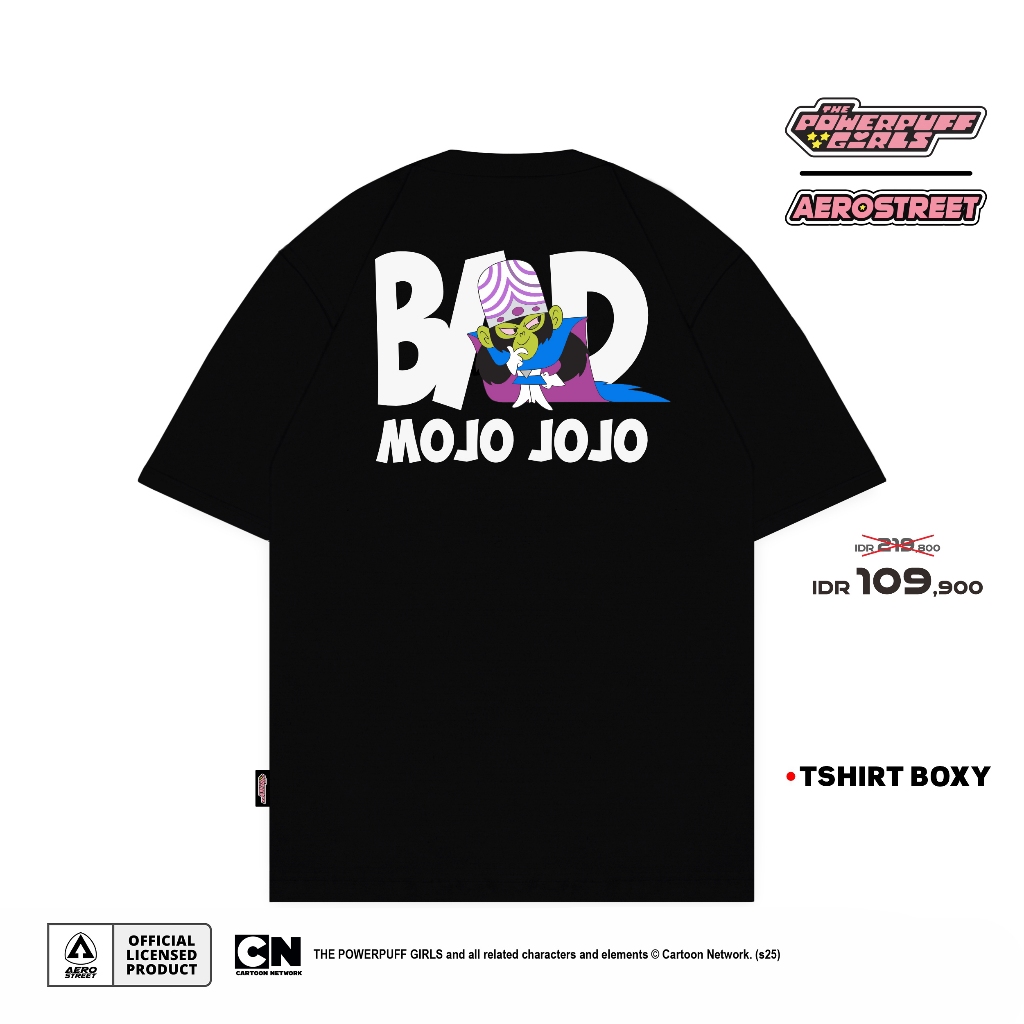 Baju Kaos Aerostreet T Shirt Boxy Bad Mojo Jojo Black Kaos FADAA