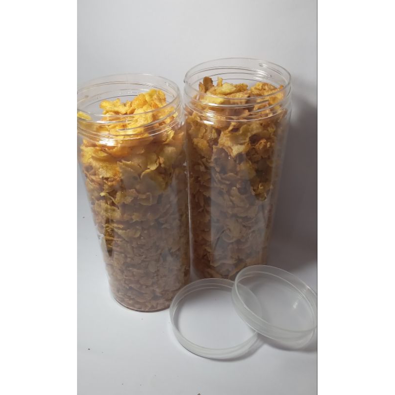 

Emping Keripik Jagung Pedas Manis kemasan toples tabung uk.1300ml