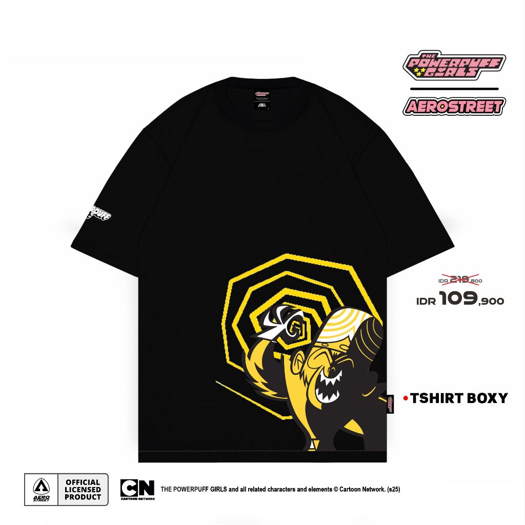 Baju Kaos Aerostreet T Shirt Boxy Yellow Mojo Jojo Black Kaos FADAA