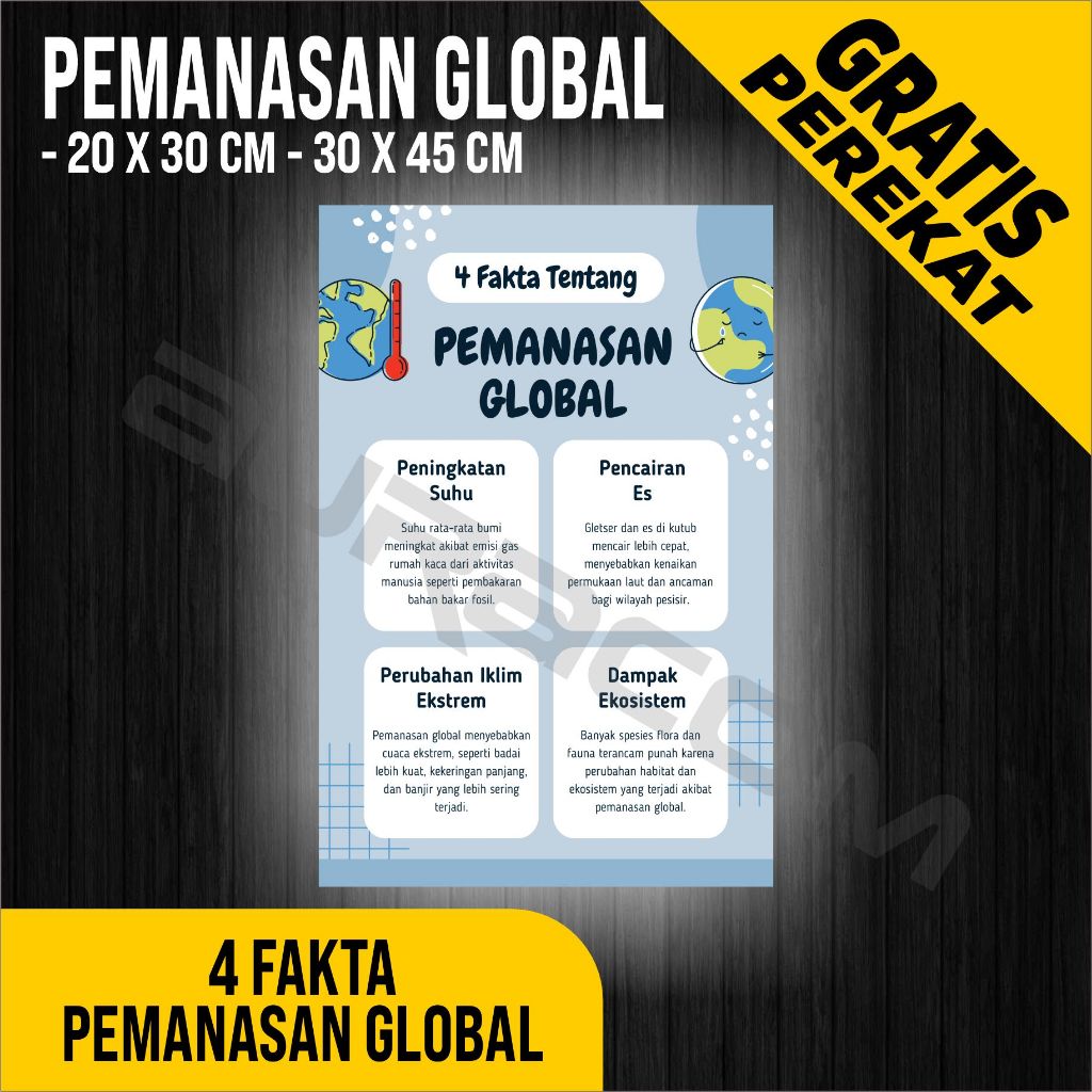 

PAPAN AKRILIK dan STIKER, POSTER 4 FAKTA TENTANG PEMANASAN GLOBAL, CUSTOM, FREE DESAIN ( A 477 )