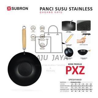 Panci susu stainless Wajan Baja Karbon Wajan Penggorengan Gaya Cina dengan Gagang Kayu Mengkilap | W