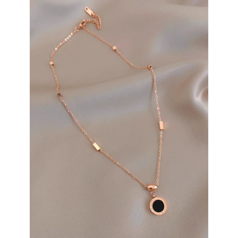 Kalung Titanium Wanita Anti Karat Anti Luntur Angka Romawi