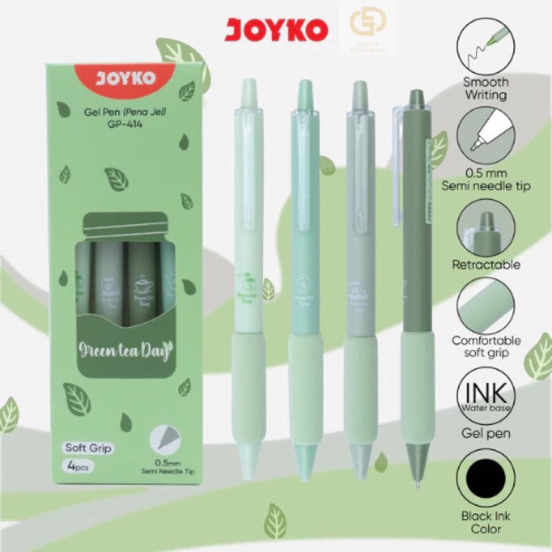 

4 Pcs Pulpen / Bulpen / Gel pen Joyko GP-414 Green Tea Day 0.5 mm