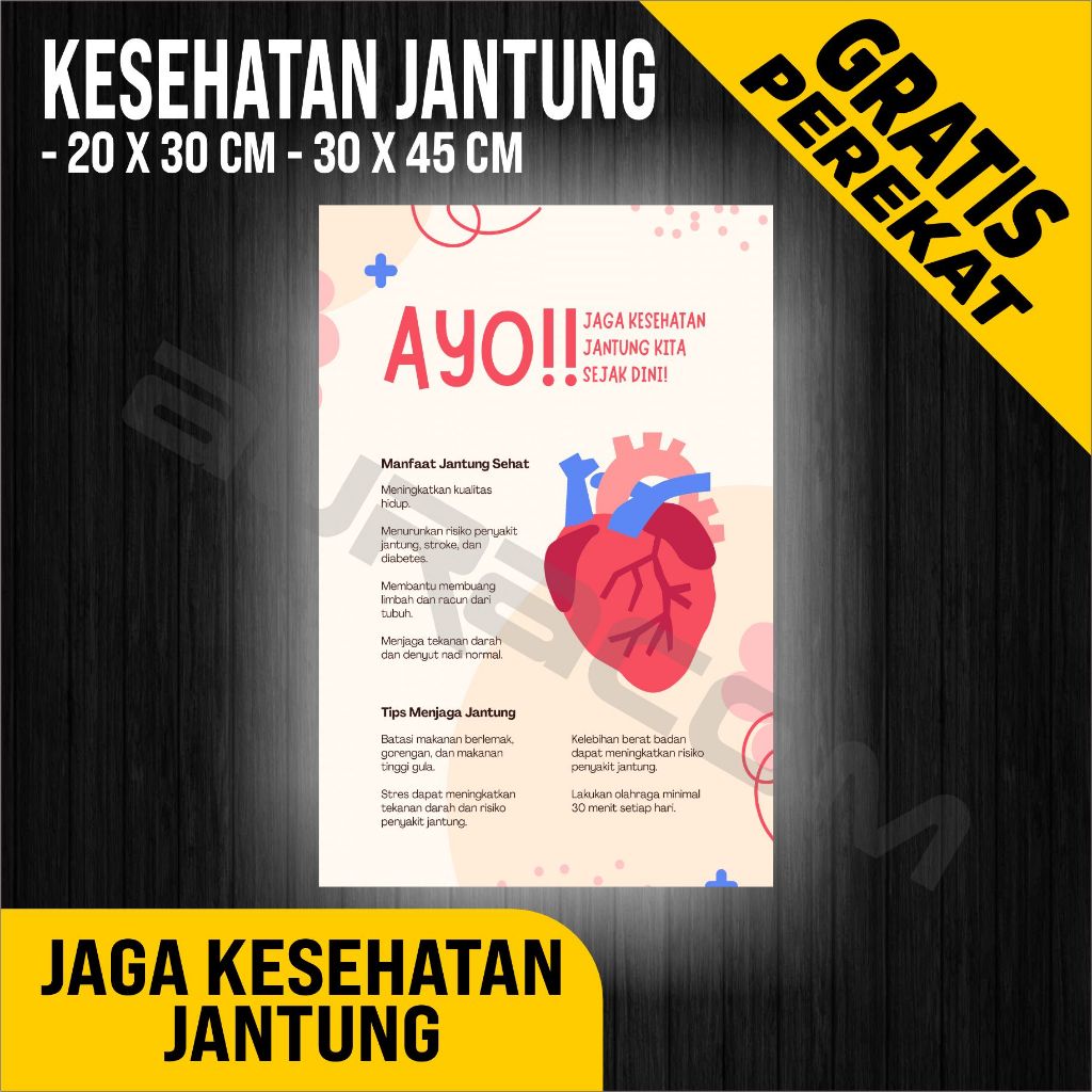 

PAPAN AKRILIK dan STIKER, POSTER MENJAGA KESEHATAN JANTUNG, CUSTOM, FREE DESAIN ( A 487 )