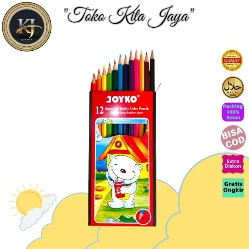 

joyko pensil warna isi 12 warna