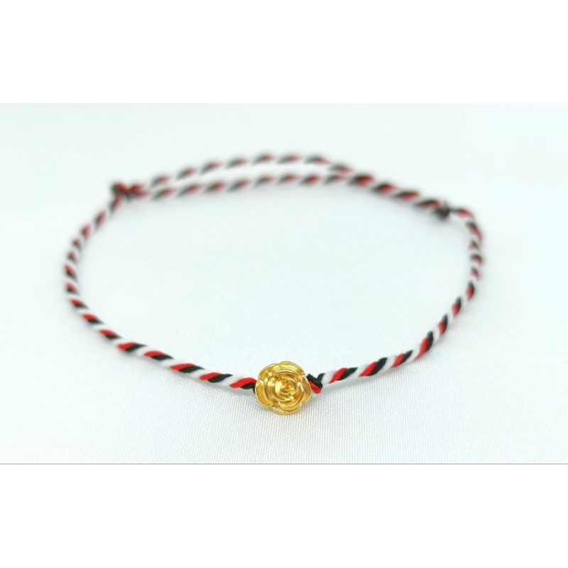 Gelang Emas Asli Mawar 24K Hongkong 999% Tali Tridatu