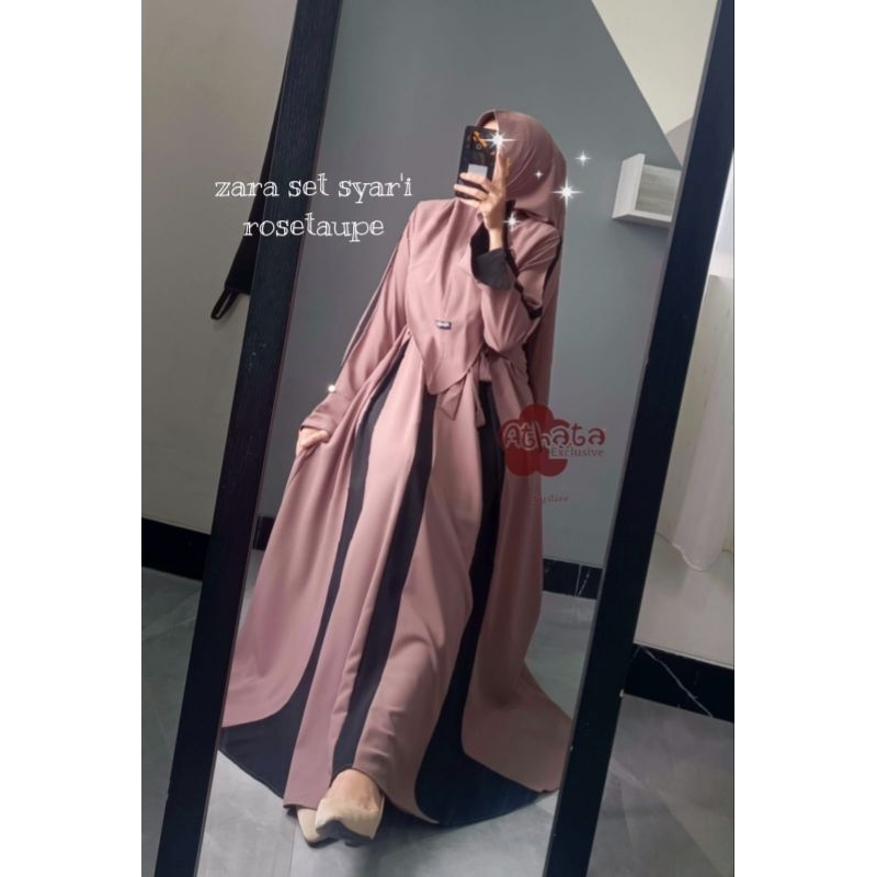 GAMIS ZARA SET HIJAB // SET SYAR'I GAMIS WARNA KOMBINASI BELAH VARIASI ORIGINAL ATHATA