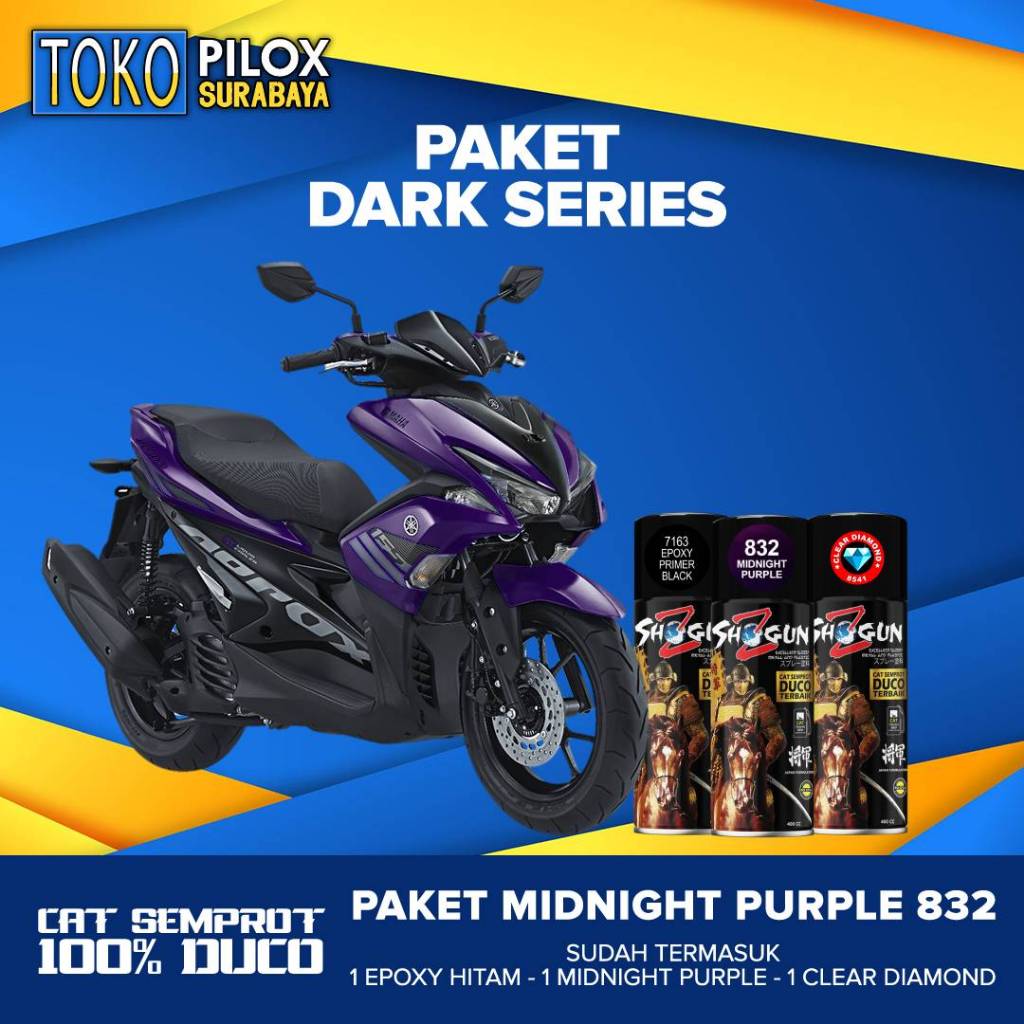 Paket Cat Semprot Duco Moonlight Purple, Hitam Lembayung Ungu Xiralic - Shogun Z Duco Midnight Purpl