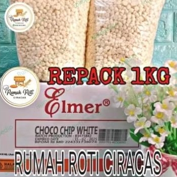 

CHOCO CHIPS ELMER REPACK 1KG WHITE COKELAT PUTIH CHOCOCHIPS 1000 GRAM