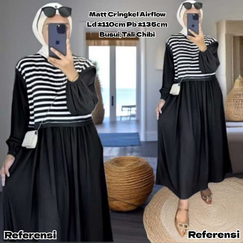 GAMIS SALUR / GAMIS BUSUI WANITA / GAMIS WANITA SALUR KATUN KOMBINASI CRINGKEL BUSUI RESLETING DEPAN