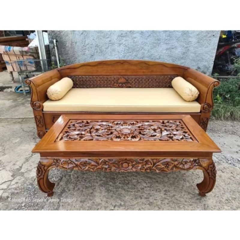 BANGKU BALE BALE BABAGONG MEJA KETAPANG KAYU JATI TUA | SET MEJA KETAPANG BANGKU  BALE BALE BAGONG F