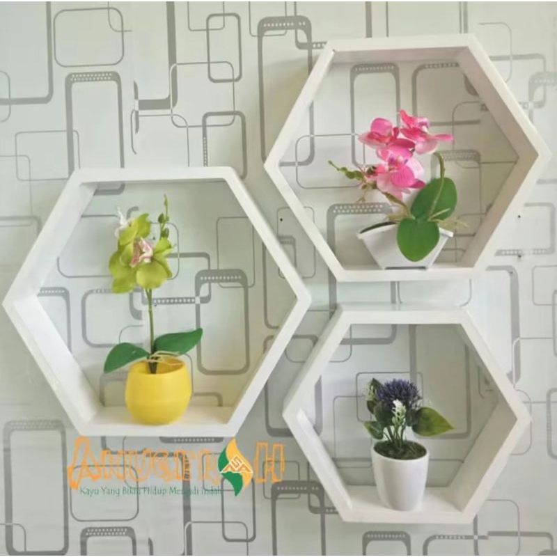 RAK HIASAN DINDING AESTHETIC MINIMALIS, TERBUAT DARI KAYU JATI