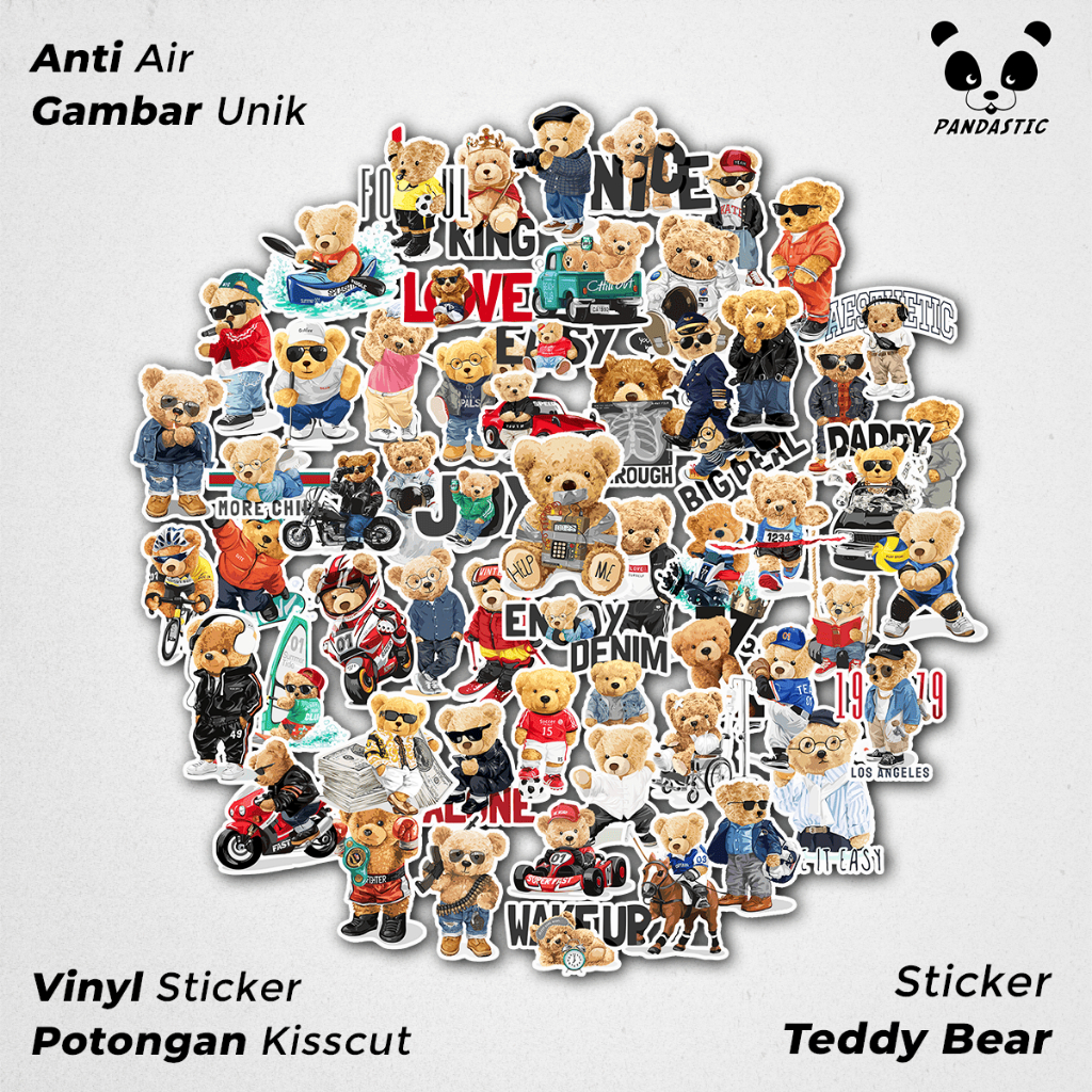 

Stiker Tempel Anime Teddy Bear Paper Vinyl Dekorasi Laptop Koper Tumbler Kulkas DIY