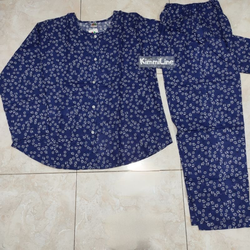 Setelan PP Dewasa Baju Tidur Merlin Bahan Katun Corak Fashion Bunga Premium Tangan Panjang Celana Pa