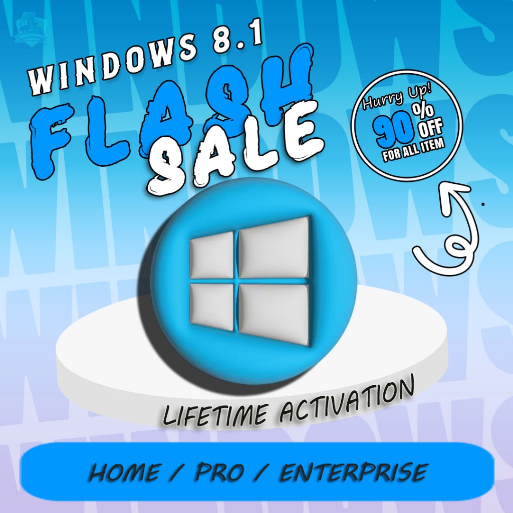 Windows 8.1 Home | Pro | Enterprise  Digital License - Original Lifetime Flash Sale 90%